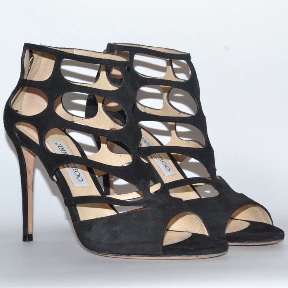 Jimmy Choo Black Suede Ren Caged Jimmy Choo